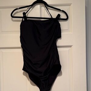 Black Bandeau ruched Swimsuit